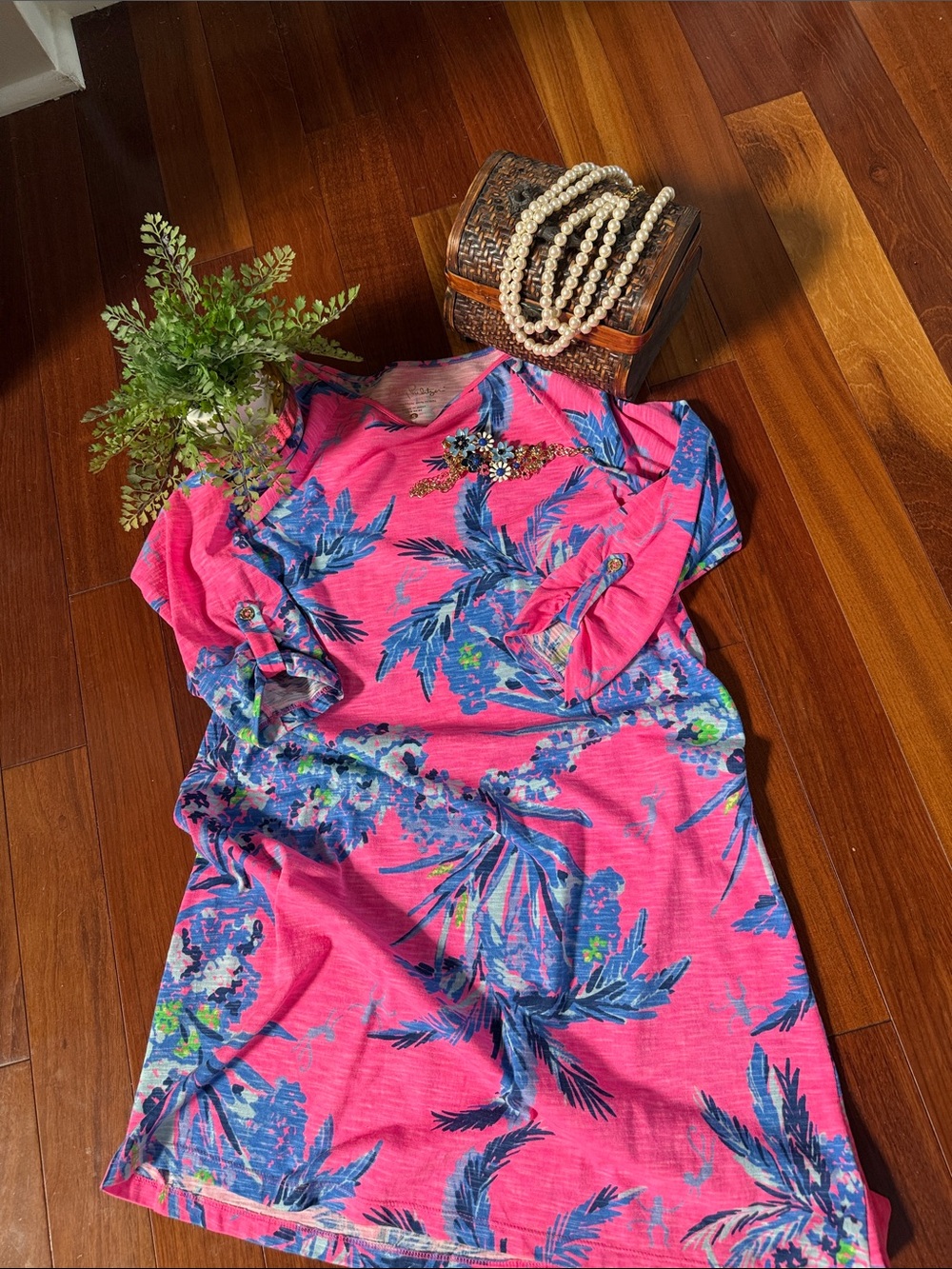Lilly Pulitzer Pink Tropical Print Midi Dress - Picture 9 of 9